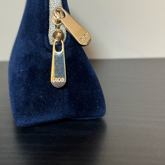 DIOR CD Logo Navy Velvet Cosmetic Makeup Bag Pouch - Picture 7 of 7